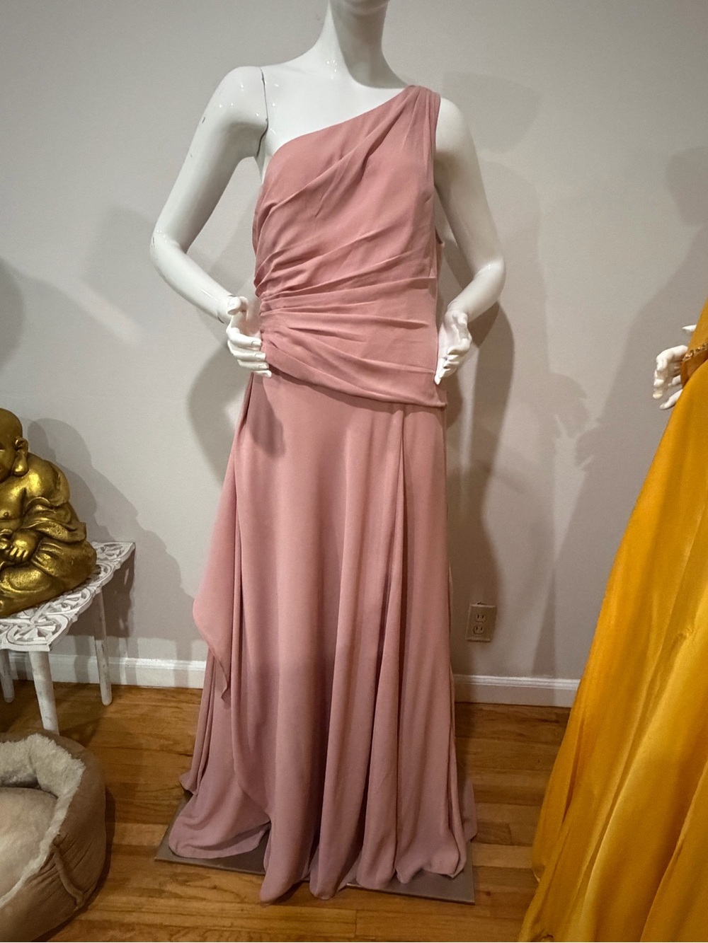 One-Shoulder Dusty Rose Evening Gown